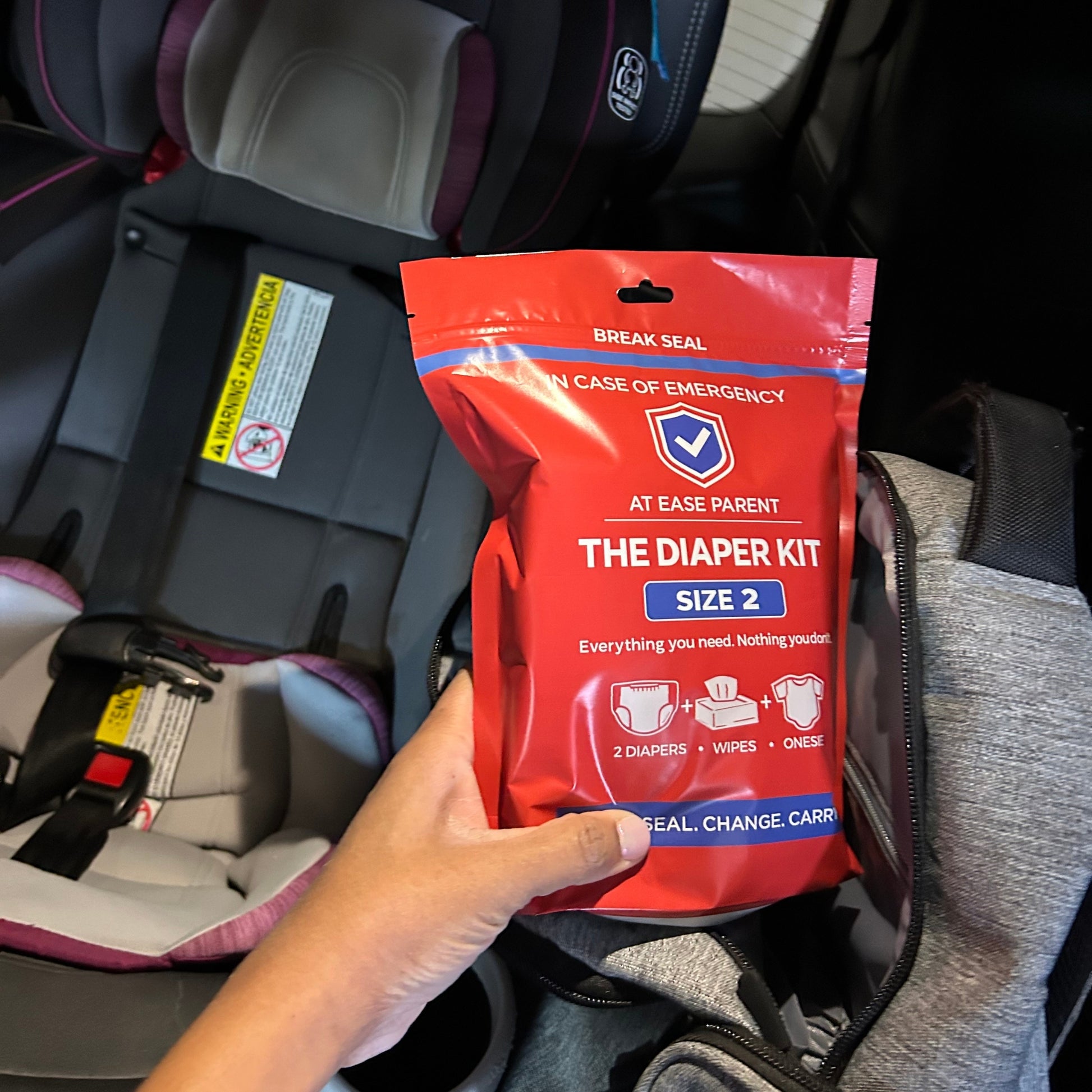 packing a diaper kit in the car
