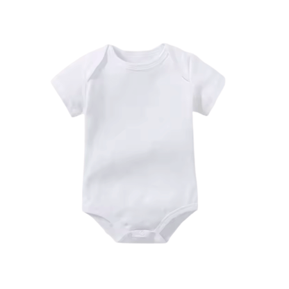 The Essential Onesie by At Ease Baby in soft white organic cotton, showing the tagless design