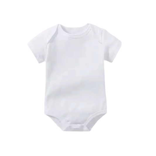 The Essential Onesie by At Ease Baby in soft white organic cotton, showing the tagless design
