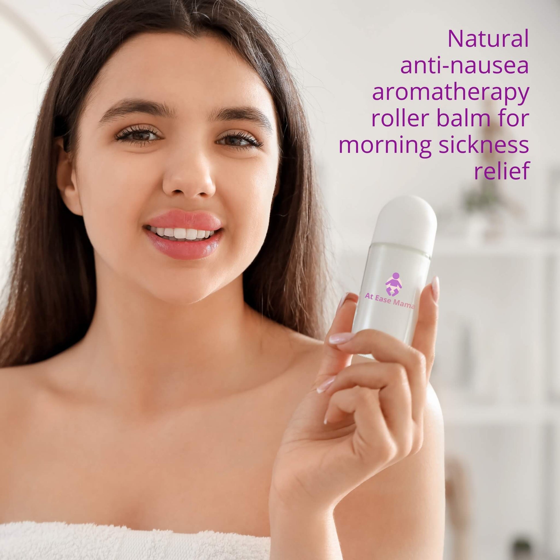 At Ease Mama's natural anti-nausea aromatherapy roller balm for morning sickness relief