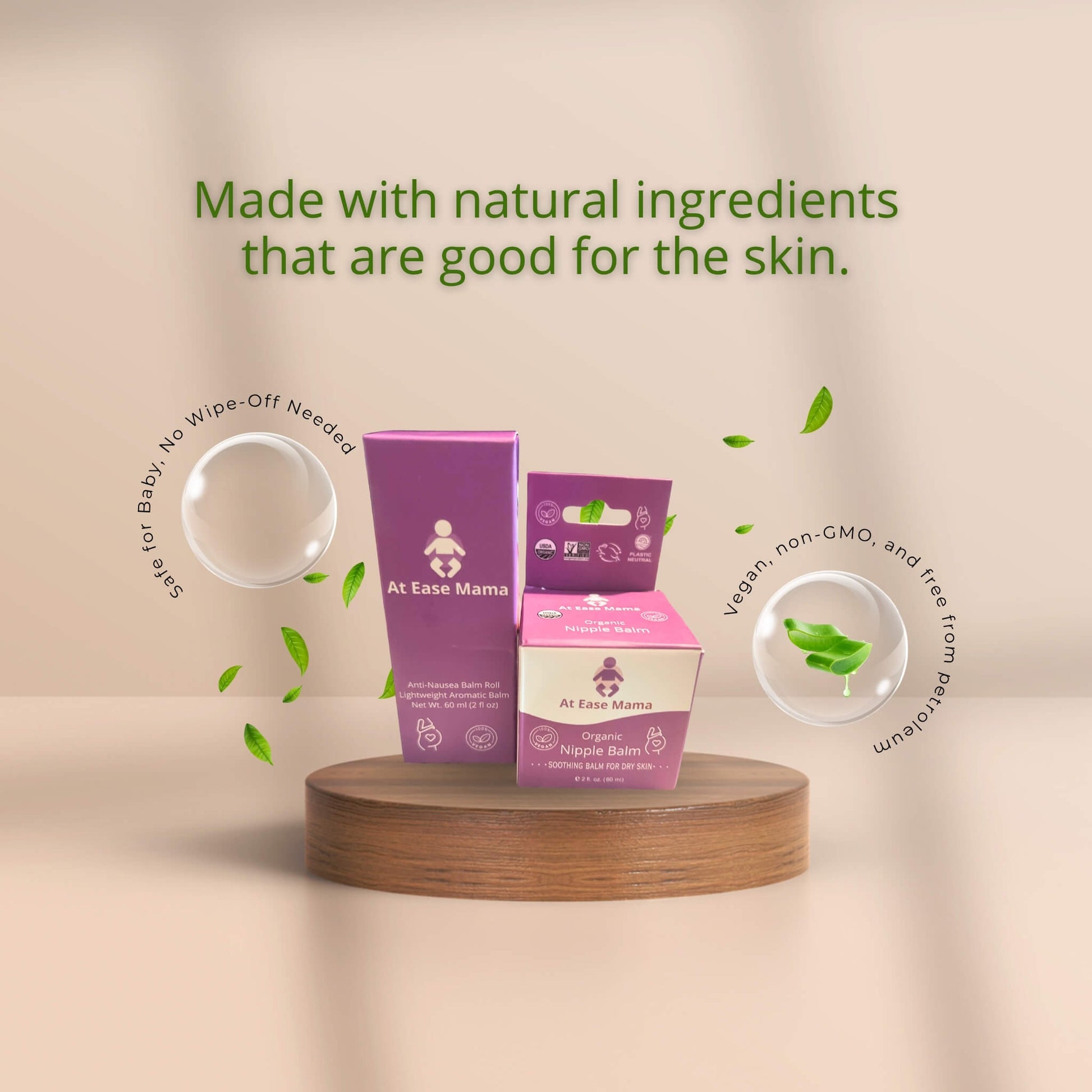 At Ease Mama organic soothing nipple balm, safe for breastfeeding and made with plant-based ingredients