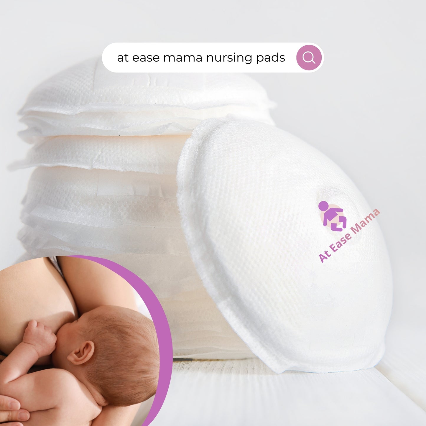 At Ease Mama | Organic Reusable Nursing Pads (5 Pairs + Wash Bag)